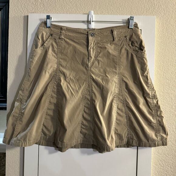 Kuhl Patina Dye Khaki Beige Splash Hiking Skirt Gorpcore Tenniscore Size 8 - Picture 2 of 8